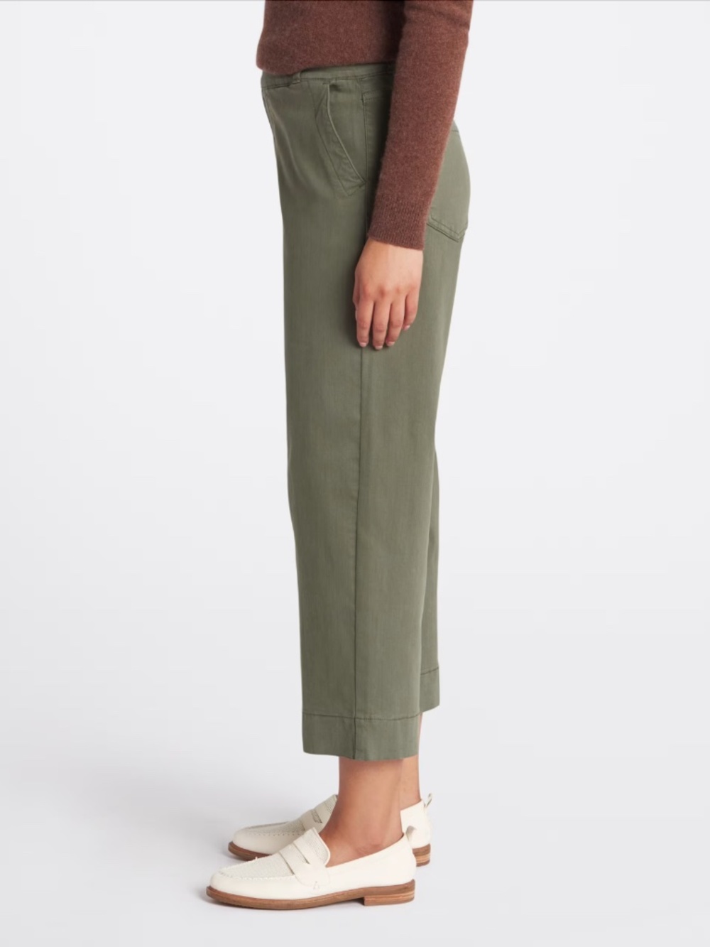 Emilia Eco Pull On Wide Pant - Olive - L